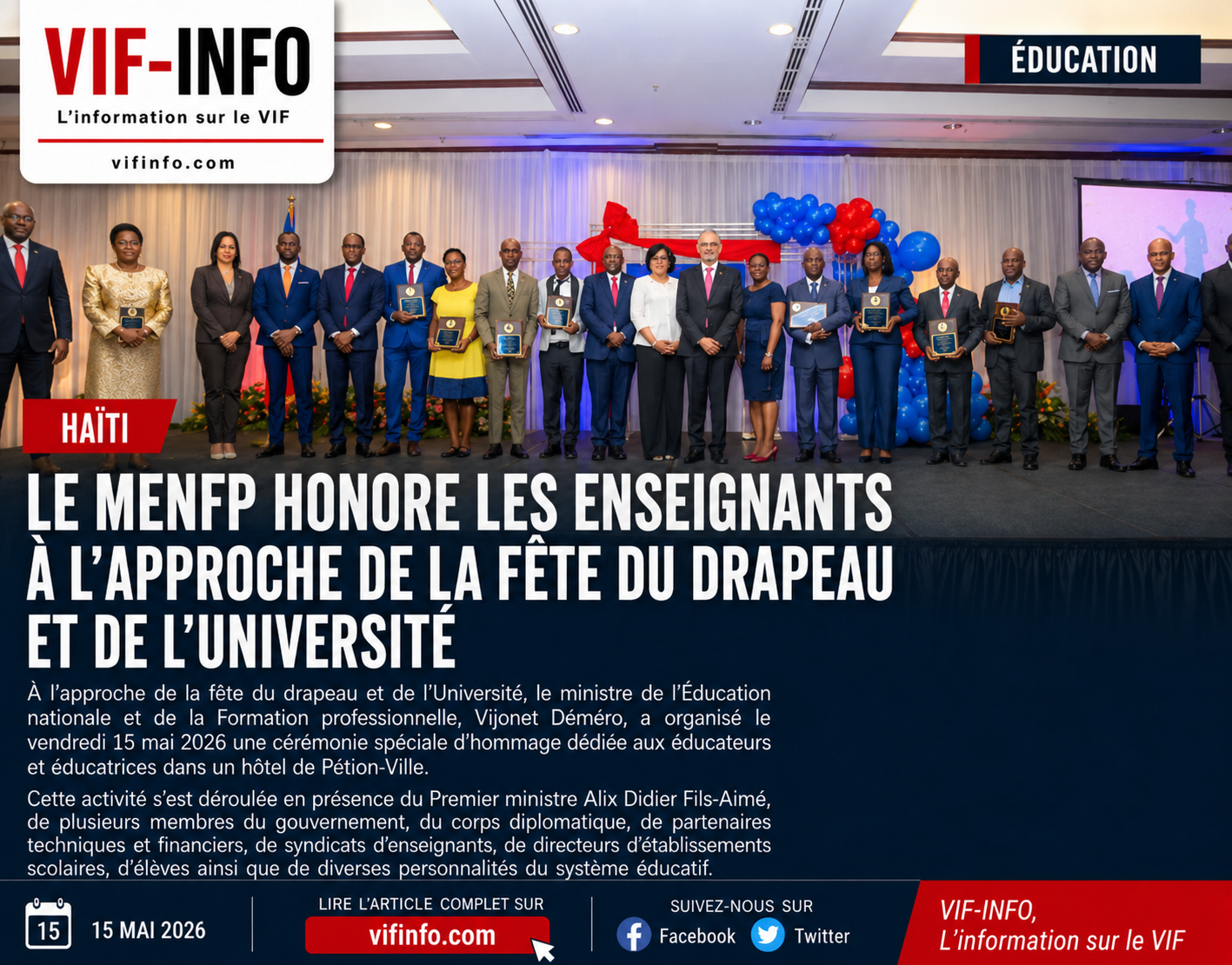 Le MENFP honore les enseignants à l’approche de la fête du drapeau et de l’Université