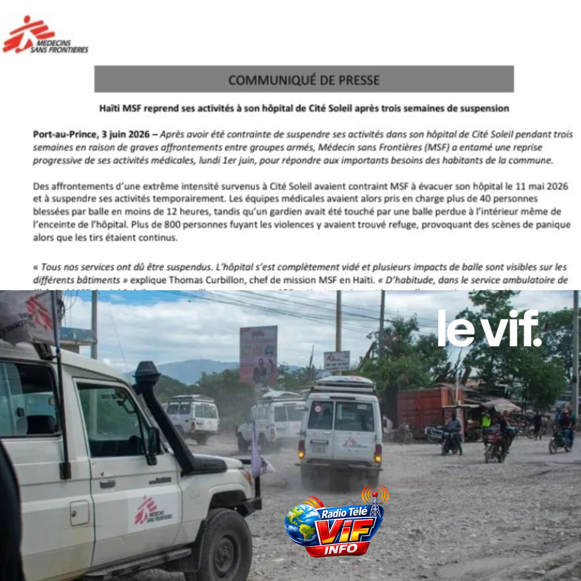 Lueur d’espoir à Cité Soleil: MSF rouvre progressivement son hôpital