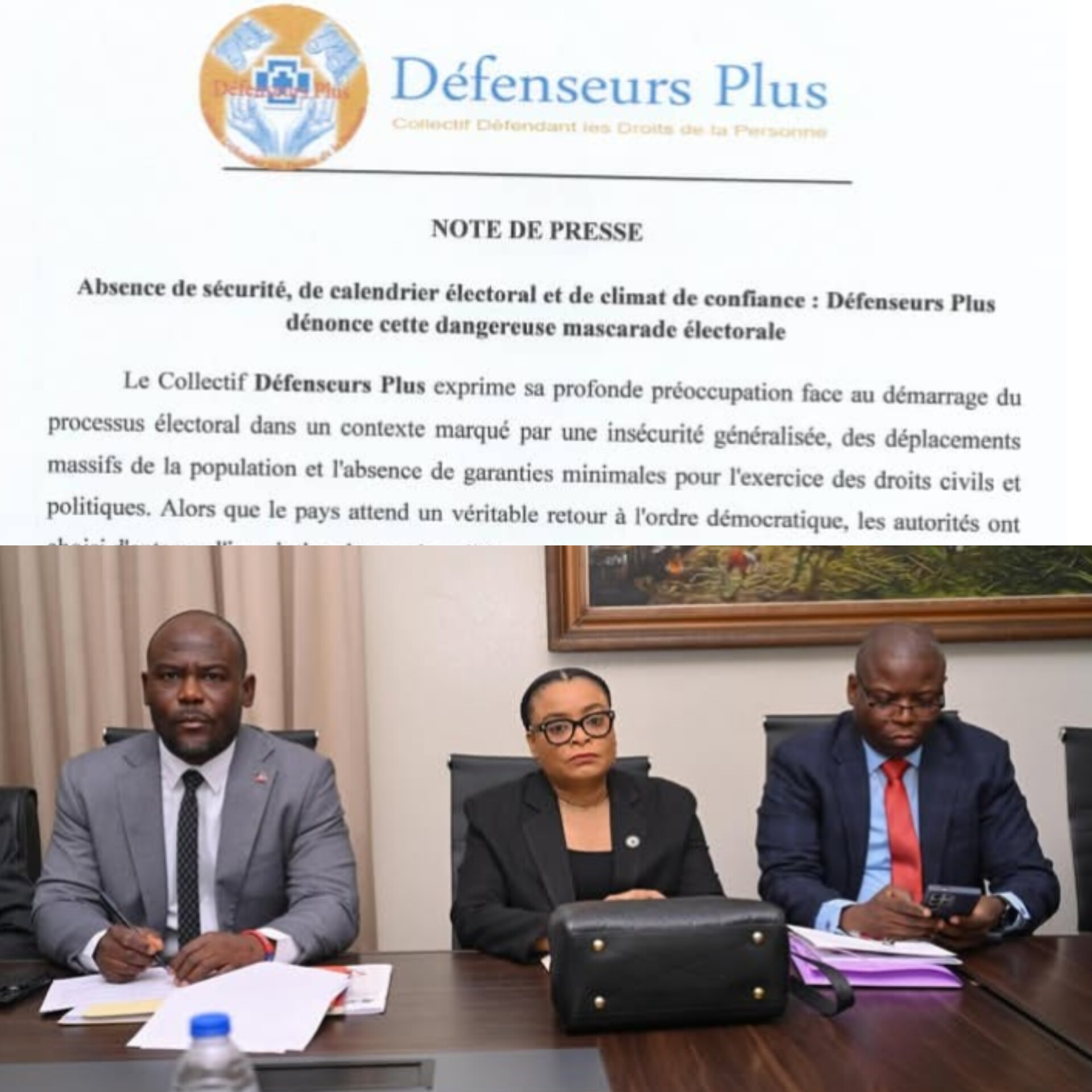 Défenseurs Plus met en garde contre un processus électoral sans garanties démocratiques