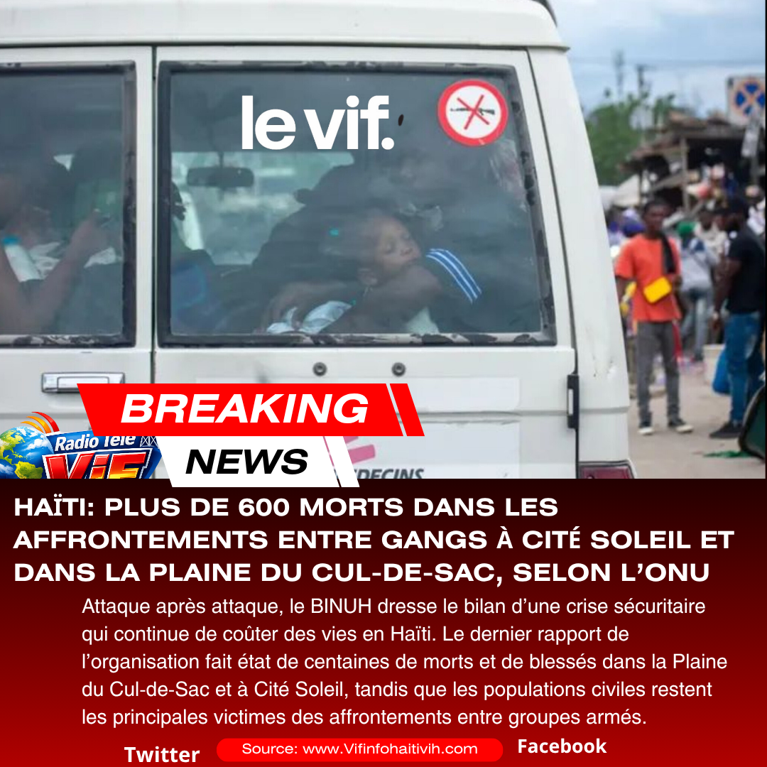 Haïti: 613 morts et 375 blessés dans les affrontements entre gangs à Cité Soleil et dans la Plaine du Cul-de-Sac