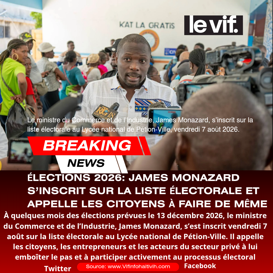 Élections 2026: James Monazard s’inscrit sur la liste électorale et appelle à la mobilisation citoyenne