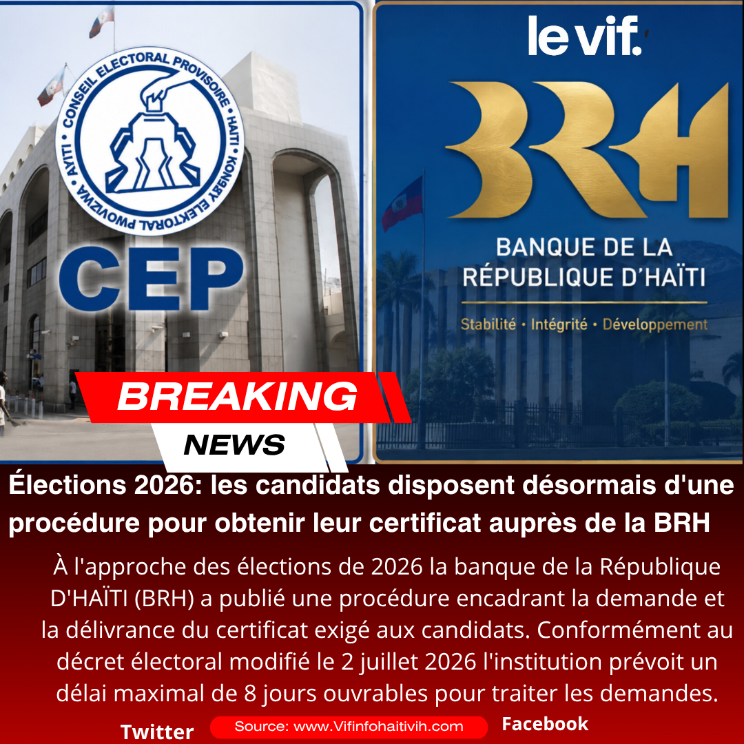 Élections 2026: la BRH fixe la procédure pour l’obtention du certificat exigé des candidats