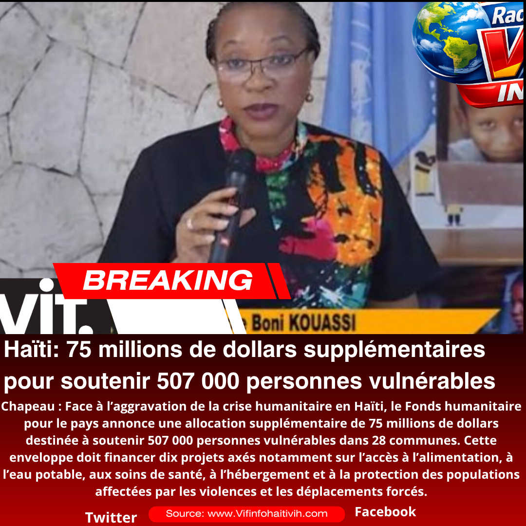 Haïti: l’ONU mobilise 75 millions de dollars pour venir en aide à 507 000 personnes